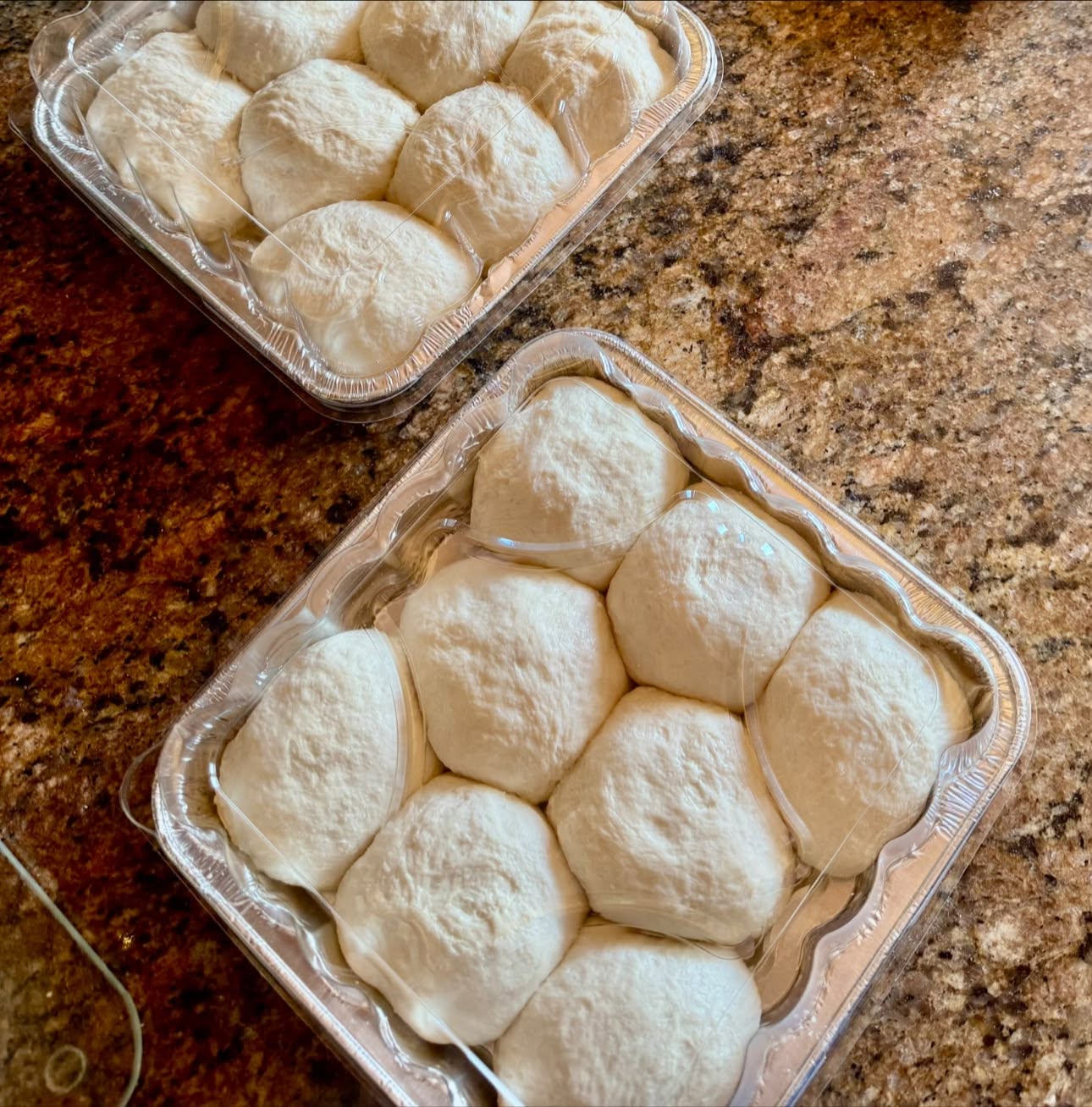 Dinner rolls in trays